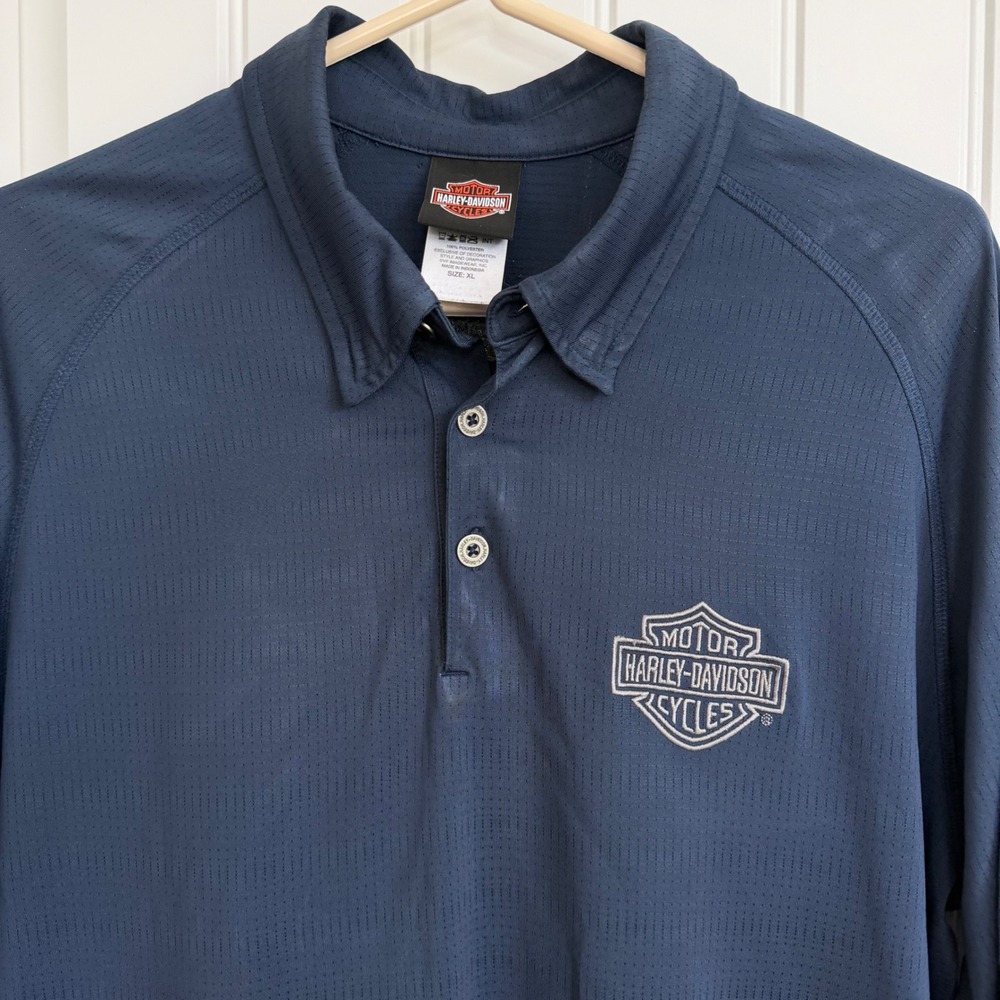 Harley-Davidson Mens XL Navy Blue Performance Polo Shirt St Augustine FL - Picture 6 of 6